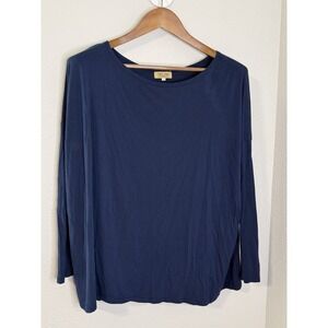 PIKO Green Earth Fashion Women Sz Medium Oversized Shirt Blue Bamboo Blend Navy